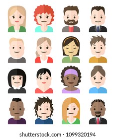 People face, avatar icon. Male and female. illustration in flat style