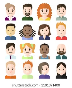 People face, avatar icon. Male and female. illustration in flat style