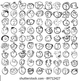 People face cartoon vector icons