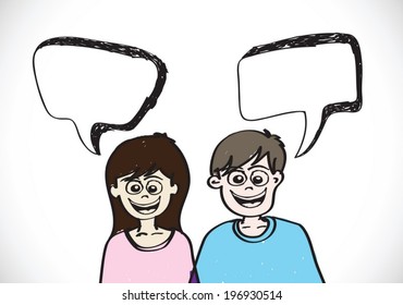 People face emotions icons with dialog speech bubbles