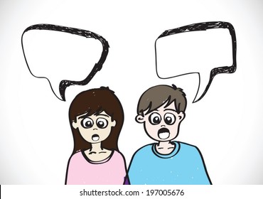 People face emotions icons with dialog speech bubbles