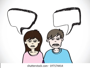 People face emotions icons with dialog speech bubbles