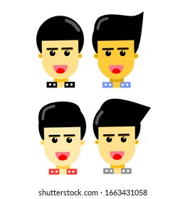 la gente se enfrenta al diseño de ilustración plana de la cabeza editable vector. perfecto para la ilustración empresarial