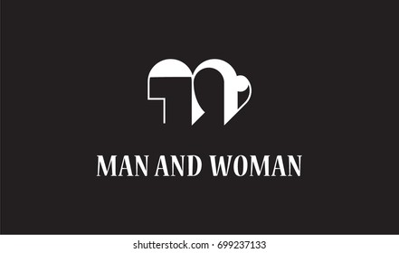 People Face Logo Concept. Man And Woman Face Logo