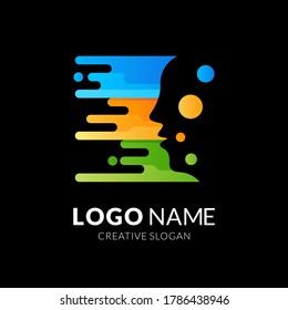 people face logo template, modern 3d logo style in gradient vibrant colors