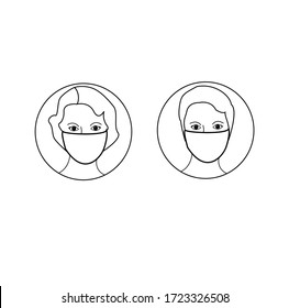 People face with mask icon vector 