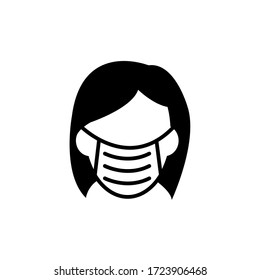 People Face With Mask Icon Vector In Isolated On White Background. Notice Safety Sign, Wear Dust Mask