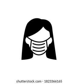 La gente se enfrenta con un vector de icono de máscara aislado en fondo blanco. Aviso Signo de seguridad, usar máscara de polvo