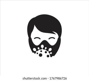 People face with mask vector icon in isolated on white background. Wear dust mask	