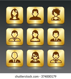 People Face Set on Gold Square Buttons