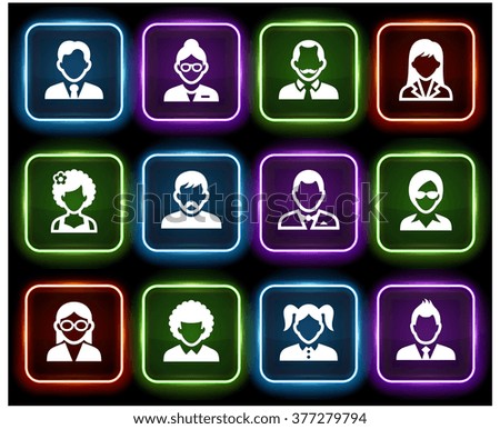 People Face Set on Multi Color Square Buttons