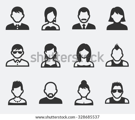 People Face Set on Pale Background