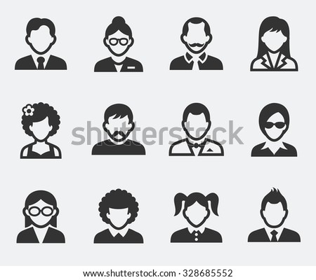 People Face Set on Pale Background