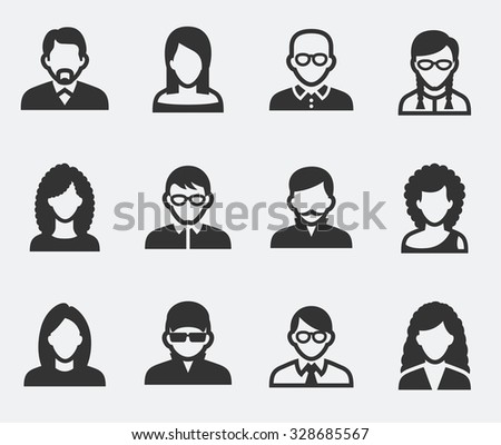 People Face Set on Pale Background