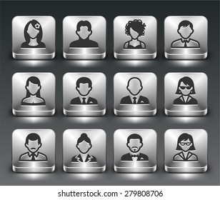 People Face Set on Silver Square Buttons