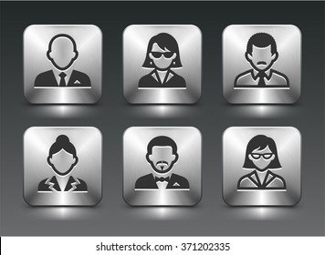 People Face Set on Silver Square Buttons