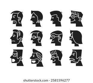 people face side view avatar icons 