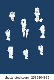 People face vector illustration. Sihouette.