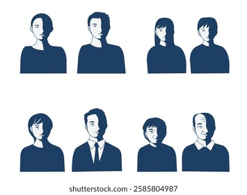 People face vector illustration. Sihouette.