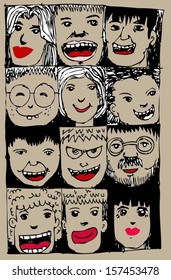 People faces  cartoon 