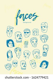 People faces, modern background, banner, social advertising, different people, countries