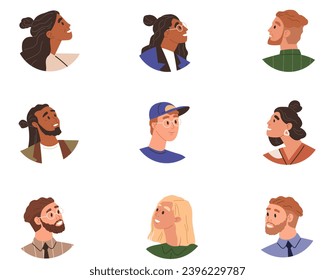 People faces vector illustration. Expressions on peoples faces provide glimpses into their emotions and reactions Personal experiences shape peoples understanding social issues and their impact