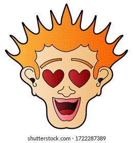 people fall in love vector design. digital hand drawn. halftone texture