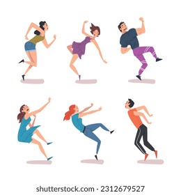 People Falling Down Stumbling and Slipping Vector Set