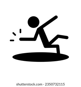 People falling into hole silhouette icon. Vector.