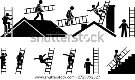 People falling off ladders and various heights