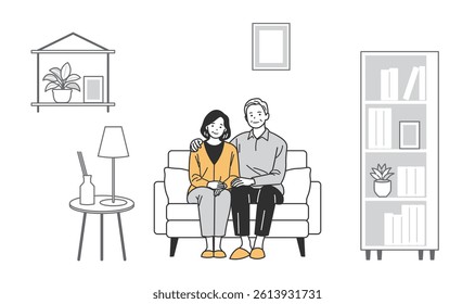 People and Families on Sofas – Home Life Illustration. 
Relaxed scenes of people sitting on sofas. Great for lifestyle, communication, or family content in ads, websites, and educational materials.