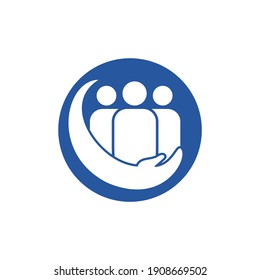 People Or Family Care Vector Logo Design. Hand And People Icon Design.	