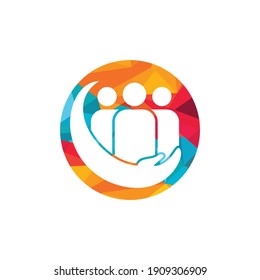 People Or Family Care Vector Logo Design. Hand And People Icon Design.	