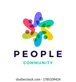 people family community overlapping color logo vector icon illustration