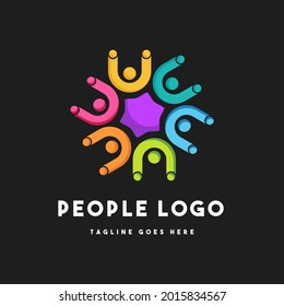 People Family Diversity Colorful Logo Vector Icon Illustration