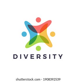people family diversity colorful overlap overlapping logo vector icon illustration