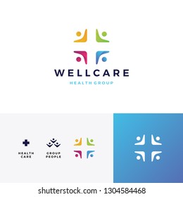 people family health care group logo vector icon illustration