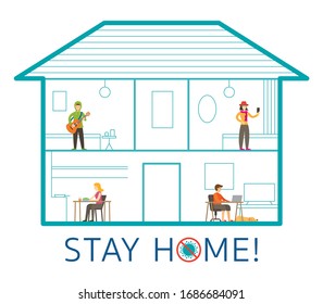 People or Family in a House, Stay Home Stay Safe
Social Distancing Concept, Prevention of Coronavirus Covid-19 