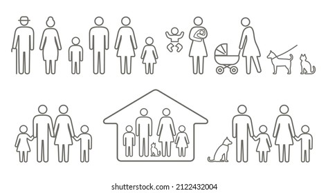 People  family  icon  pictogram illustration set