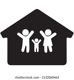 People  family icon stay at home sign