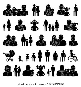 People and family icons set
