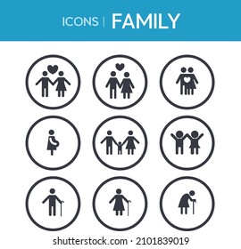 people family icons set isolated vector