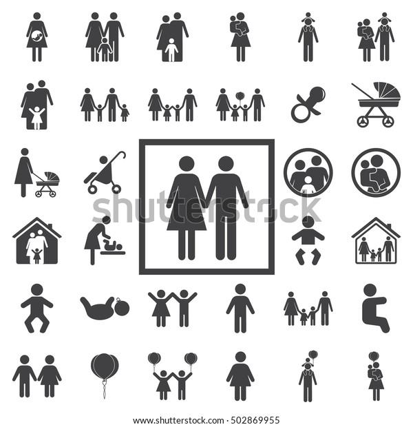 People Family Icons Set On White Stock Vector (Royalty Free) 502869955 ...