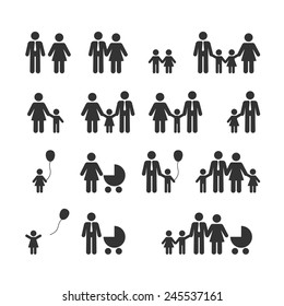 People Family Pictogram. Web Icon Set