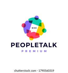 people family talk chat bubble overlapping logo vector icon illustration