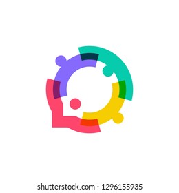 People Family Together Human Unity Chat Bubble Logo Vector Icon