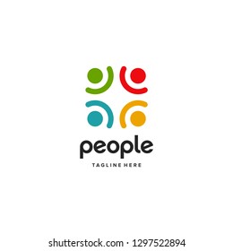 People Family Together Human Unity Logo Vector Icon