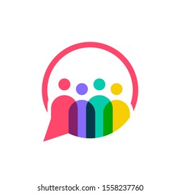 people family together human unity chat bubble logo vector icon	
