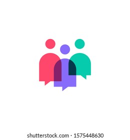 people family together human unity chat bubble logo vector icon	
