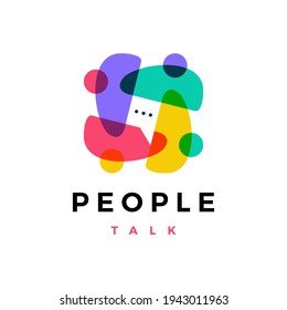 people family together human unity chat bubble logo vector icon illustration